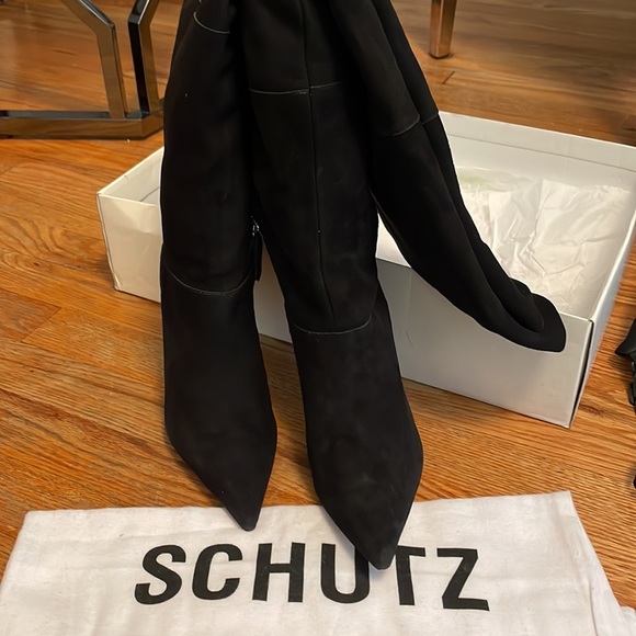 Schutz Ashlee Mid Over The Knee Boot in Black | REVOLVE Schutz Ashlee Over The Knee Boot in Black Size 8 Worn once